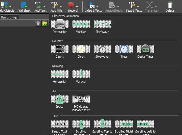 Effets de titre VideoPad