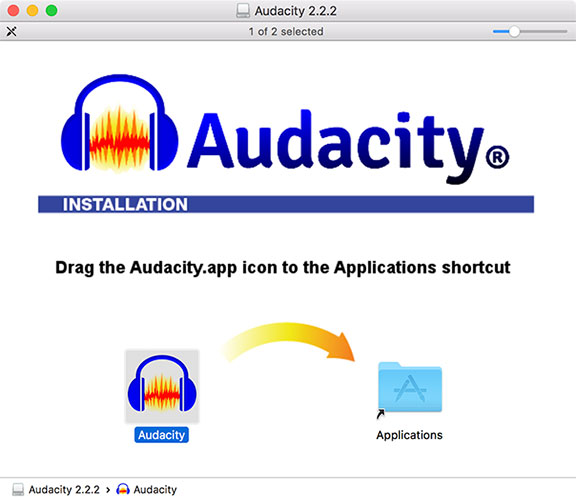 Installer Audacity pour macOS