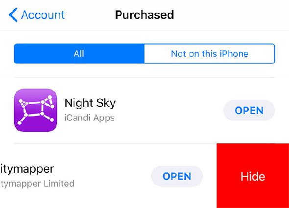 Masquer l'achat de l'App Store