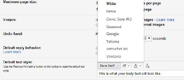 Gmail Changer la police du corps