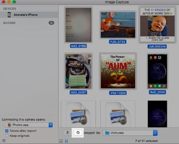 capture d'image supprimer des photos mac