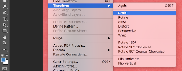 Menu échelle de transformation Photoshop