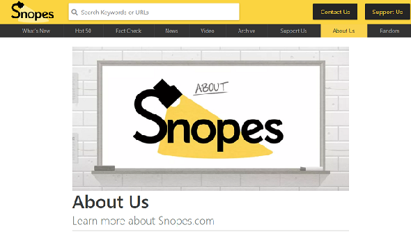 vérification de faits page d'accueil snopes