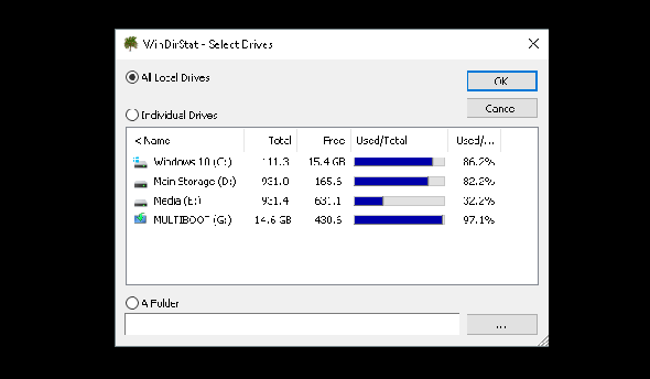 Stockage faible sur Windows 10? 5 astuces pour récupérer votre espace disque Sélection du lecteur windirstat