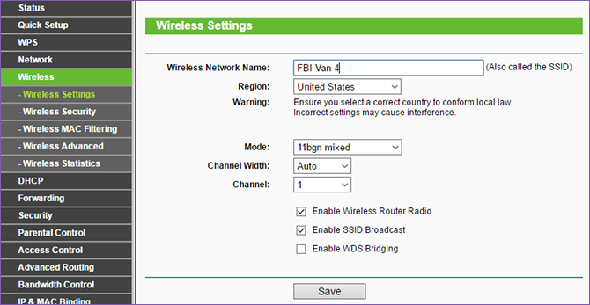 SSID du réseau sans fil du routeur Windows 10