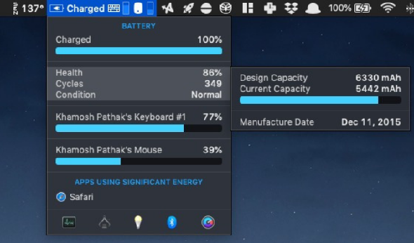 istat menus mac application d'économiseur de batterie