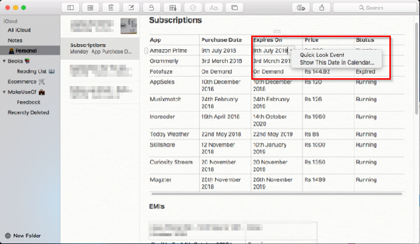 créer un événement à partir de notes Apple dans Mac