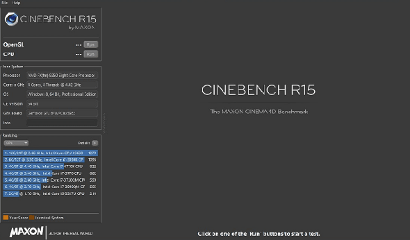 application de référence cinebench