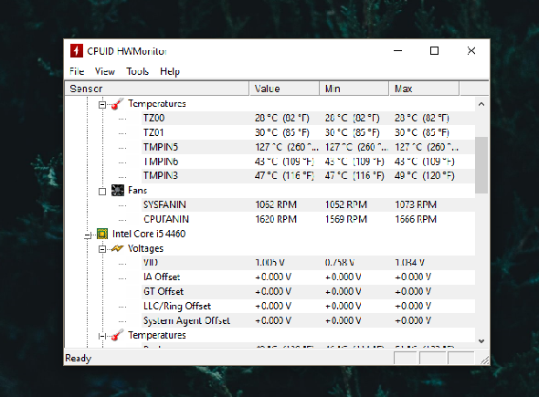 application de référence hwmonitor