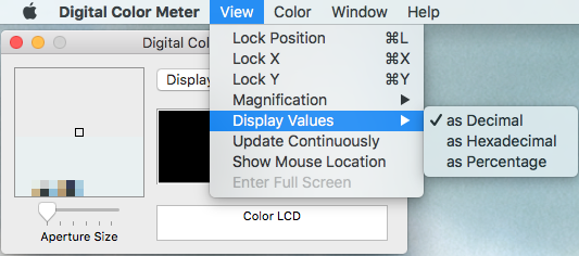 Digital Color Meter Sélecteur de couleur pour formats Mac