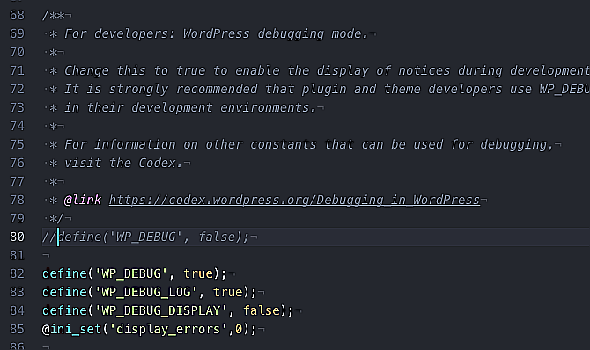 activer le mode de débogage wordpress dans wp_config
