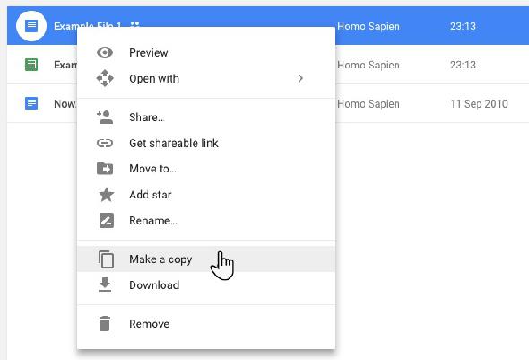 Google Drive Faire une copie