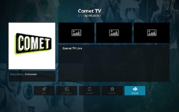 comet tv kodi ajouter sur