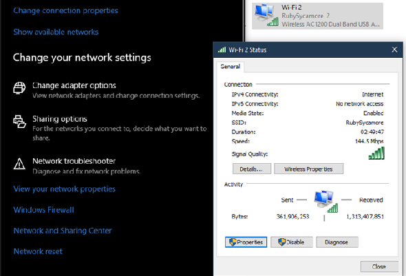 Windows 10 Paramètres réseau ouverts