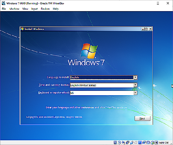 installation de la machine virtuelle Windows 7