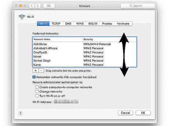 Mac définir la priorité Wi Fi